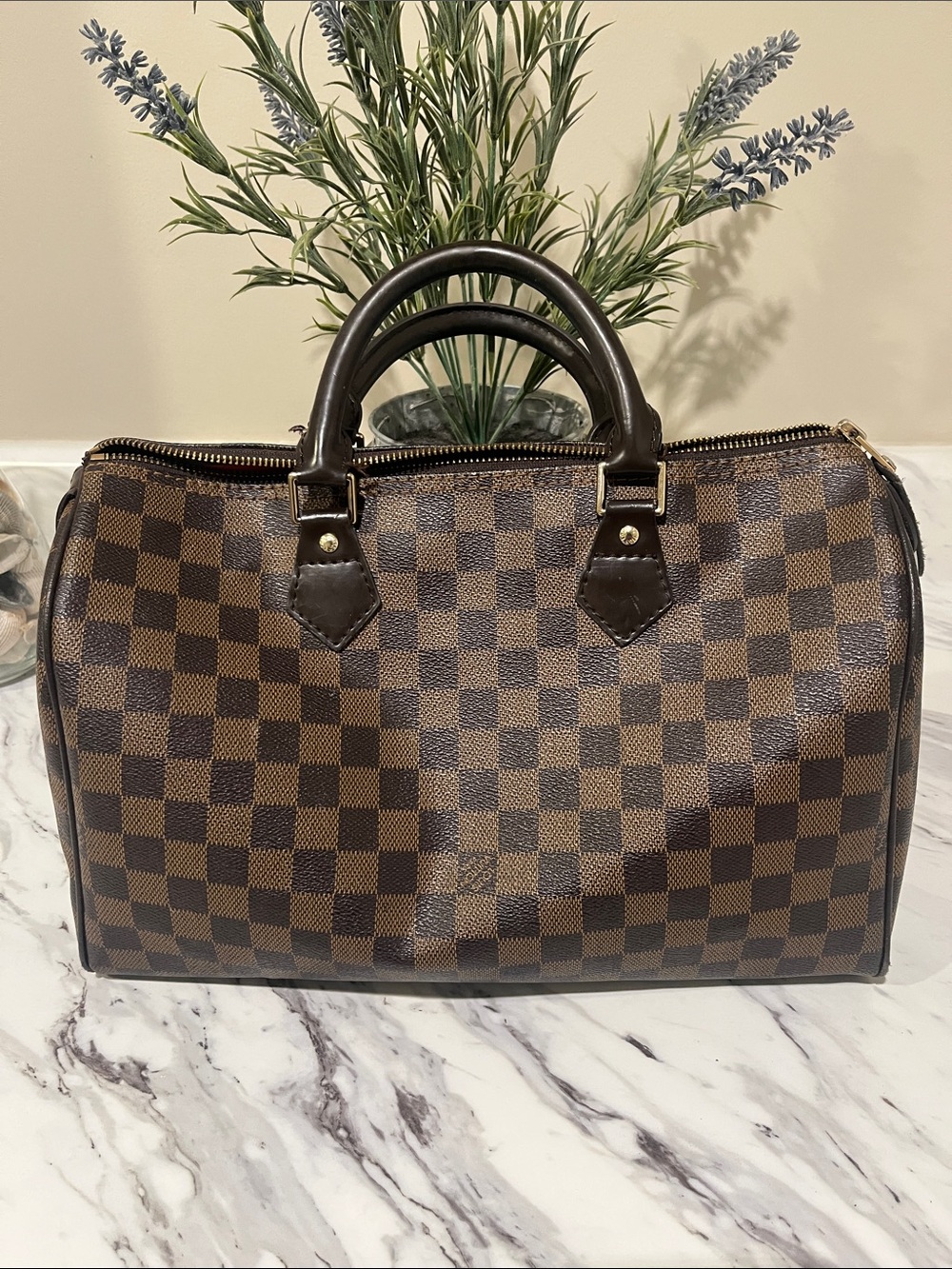 Louis Vuitton Brown Checkered Duffel Bag